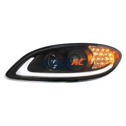3596016C94 Black Projection Headlight With LED Turn Signal & Light Bar For 2006-2017 International Prostar - Driver - United Pacific 31177