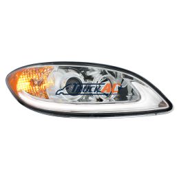 3596016C93 Chrome Projection Headlight With LED Light Bar For 2006-2017 International Prostar - Passenger - United Pacific 31180