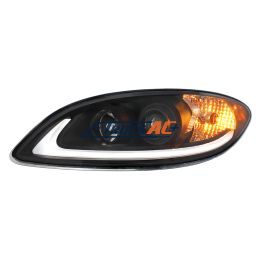 3596016C94 Black Projection Headlight With LED Light Bar For 2006-2017 International Prostar - Driver - United Pacific 31183