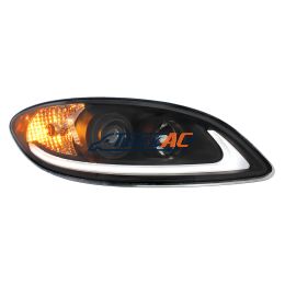 3596016C93 Black Projection Headlight With LED Light Bar For 2006-2017 International Prostar - Passenger - United Pacific 31184