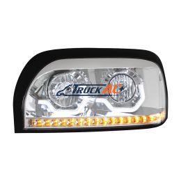 Chrome Headlight With LED Turn Signal & Light Bar For 1996-2010 Freightliner Century - Driver - United Pacific 31203