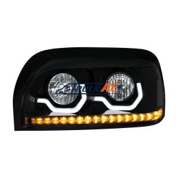 Blackout Headlight With LED Turn Signal & Light Bar For 1996-2010 Freightliner Century - Driver - United Pacific 31205