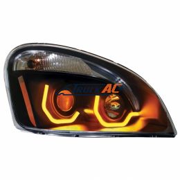 A06-51907-007 Blackout Projection Headlight W/Dual Function Amber LED Position Lights For 2008-17 FL Cascadia - Passenger - United Pacific 31229