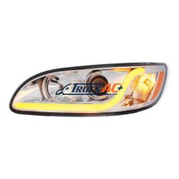 Chrome Projection Headlight W/LED Dual Function Light Bar For PB 386 (2005-2015) & 387 (1999-2010) - Driver - United Pacific 31252