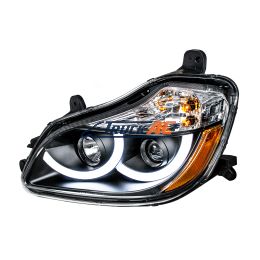 Black Projection Headlight With LED Position Light For 2013-2021 Kenworth T680 - Driver - United Pacific 31456