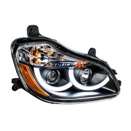 Black Projection Headlight With LED Position Light For 2013-2021 Kenworth T680 - Passenger - United Pacific 31457