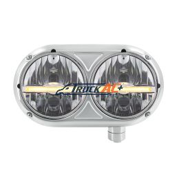 Headlight Assembly With 304 SS Housing & LED Headlights W/Amber LED Position Light For Peterbilt 359 - Passenger - United Pacific 32141