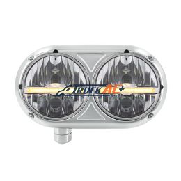 Headlight Assembly With 304 SS Housing & LED Headlights W/Amber LED Position Light For Peterbilt 359 - Driver - United Pacific 32142