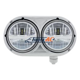 Headlight Assembly With 304 SS Housing & LED Headlights With Chrome Inner Bar For Peterbilt 359 - Passenger - United Pacific 32784