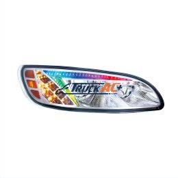 Chrome LED Headlight With Color Changing Position Light Bar For Peterbilt 386 (2005-2015) & 387 (1999-2010) - Passenger - United Pacific 34854