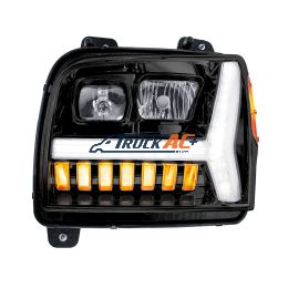 Blackout Headlight With LED DRL Light Bar & Turn Signal For 2018-2024 Kenworth W990-Driver - United Pacific 35132