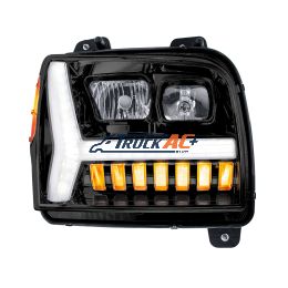 Blackout Headlight With LED DRL Light Bar & Turn Signal For 2018-2024 Kenworth W990-Passenger - United Pacific 35133