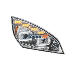 A66-01405-003, A66-01512-003 Chrome 10 LED Projector Headlight With LED Sequential Turn & DRL For 2018-2024 Cascadia - Passenger - United Pacific 35726