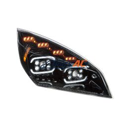 A66-01405-003, A66-01512-003 Black 10 LED Projector Headlight With LED Sequential Turn & DRL For 2018-2024 Cascadia - Passenger - United Pacific 35728