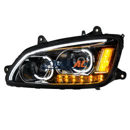 P54-1059-200 "Blackout" LED Headlight With LED Turn Signal & LED Position Light Bar For 2008-2017 Kenworth T660 - Driver - United Pacific 35773
