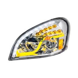 A06-51907-006 High Power LED Chrome Headlight With LED DRL & LED Turn Signal For 2008-2017 FL Cascadia - Driver - United Pacific 35790