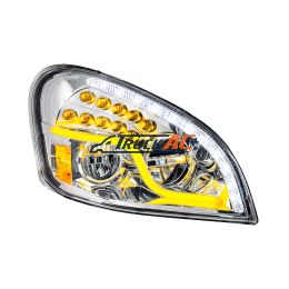A06-51907-007 High Power LED Chrome Headlight With LED DRL & LED Turn Signal For 2008-2017 FL Cascadia - Passenger - United Pacific 35791