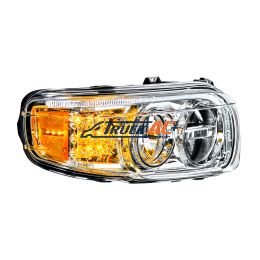 Chrome LED Headlight With LED Turn & Position Light Bar For Peterbilt 388(2008-2015) & 389(2008-2023)- Passenger - United Pacific 35795