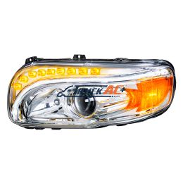 Chrome Projection Headlight With LED Turn & DRL For Peterbilt 389 (2008-2023) & 388 (2008-2015)- Driver - United Pacific 35802