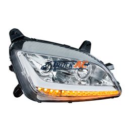 Chrome Projection Headlight With LED Position Light & Signal For 2012-2021 Peterbilt 579- Passenger - United Pacific 35813