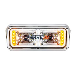 10 High Power LED "Chrome" Projection Headlight With LED Turn Signal & Position Light Bar - Driver - United Pacific 35823
