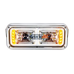 10 High Power LED "Chrome" Projection Headlight With LED Turn Signal & Position Light Bar - Passenger - United Pacific 35824