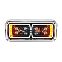 10 High Power LED "Blackout" Projection Headlight With LED Turn Signal & Position Light Bar - Driver - United Pacific 35825