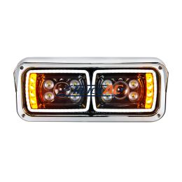 10 High Power LED "Blackout" Projection Headlight With LED Turn Signal & Position Light Bar - Passenger - United Pacific 35826