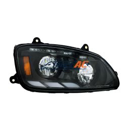 Black LED Headlight With Sequential Turn Signal & Position Light Bars For 2008-17 Kenworth T660 - Passenger - United Pacific 35882