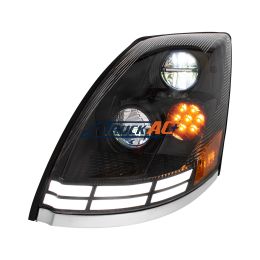 20359833, 20496653, 2081707, 20835984, 82329124 Black LED Headlight With Dual Color LED Light Bars For 2003-2017 Volvo VN/VNL - Driver - United Pacific 35895