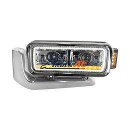 High Power LED Chrome Projection Headlight Assembly With Mounting Arm & Turn Signal - Driver - United Pacific 35911