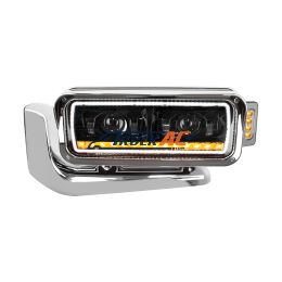 High Power LED Black Projection Headlight Assembly With Mounting Arm & Turn Signal - Driver - United Pacific 35913