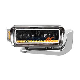 High Power LED Black Projection Headlight Assembly With Mounting Arm & Turn Signal - Passenger - United Pacific 35914
