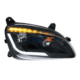 Black LED Headlight W/Sequential LED Turn Signal For Peterbilt 579 (2012-21) & 587 (2010-16) - Passenger - United Pacific 35918