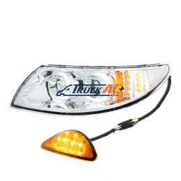 3574387C91 Chrome LED Projector Headlight With Rear Facing Turn Signal For International Durastar 2002-2018 - Driver - United Pacific 35989
