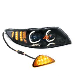 3574388C91 Black LED Projector Headlight With Rear Facing Turn Signal For International Durastar 2002-2018 - Passenger - United Pacific 35992