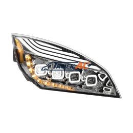 A66-01405-003, A66-01512-003 Chrome Quad-LED Headlight With LED DRL & Seq. Signal For 2018-2024 Freightliner Cascadia - Passenger - United Pacific 36725