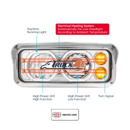 Chrome High Power Heated 10 LED Headlight With LED Turn & DRL-Driver - United Pacific 32876