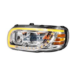 Chrome Projection Headlight With LED Turn Signal & Light Bar For 2008-2024 Peterbilt 389-Driver - United Pacific 32916