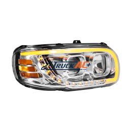 Chrome Projection Headlight With LED Turn Signal & Light Bar For 2008-2024 Peterbilt 389-Passenger - United Pacific 32917