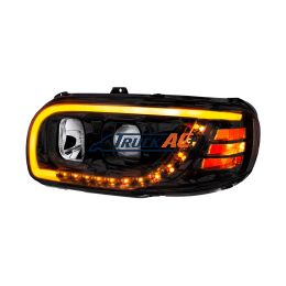 Blackout Projection Headlight With LED Turn Signal & Light Bar For 2008-2024 Peterbilt 389-Driver - United Pacific 32918