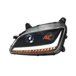 Black Projection Headlight With LED Position & Sequential Signal For 2012-2021 Peterbilt 579- Driver - United Pacific 32926