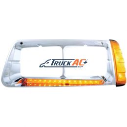 14 LED Headlight Bezel With Turn Signal For 1989-2009 Freightliner FLD - Driver - Amber LED/Amber Lens - United Pacific 32490