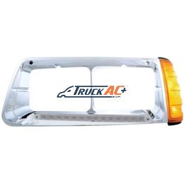 14 LED Headlight Bezel With Turn Signal For 1989-2009 Freightliner FLD - Driver - Amber LED/Clear Lens - United Pacific 32491