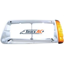 14 LED Headlight Bezel With Turn Signal For 1989-2009 Freightliner FLD - Driver - Amber LED/Chrome Lens - United Pacific 32492