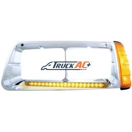 19 LED Headlight Bezel With Turn Signal For 1989-2009 Freightliner FLD - Driver - Amber LED/Amber Lens - United Pacific 32493