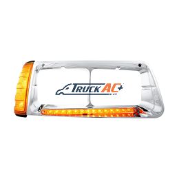 14 LED Headlight Bezel With Turn Signal For 1989-2009 Freightliner FLD - Passenger - Amber LED/Amber Lens - United Pacific 32495