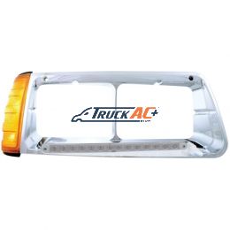 14 LED Headlight Bezel With Turn Signal For 1989-2009 Freightliner FLD - Passenger - Amber LED/Clear Lens - United Pacific 32496