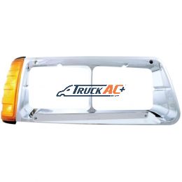 14 LED Headlight Bezel With Turn Signal For 1989-2009 Freightliner FLD - Passenger - Amber LED/Chrome Lens - United Pacific 32497
