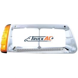 19 LED Headlight Bezel With Turn Signal For 1989-2009 Freightliner FLD - Passenger - Amber LED/Clear Lens - United Pacific 32499